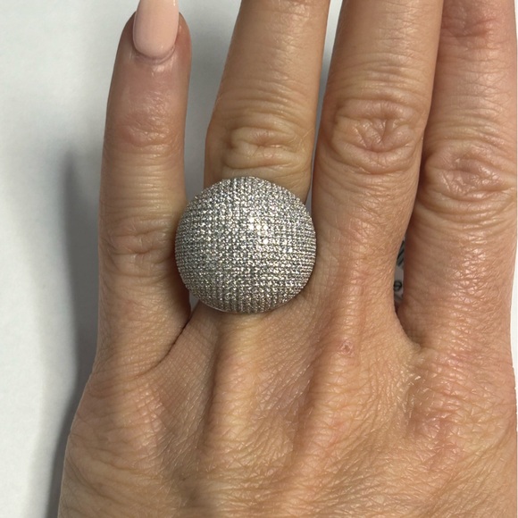 Suzy Levian Sterling Silver White CZ Pave Dome Ring NWT - Picture 6 of 6